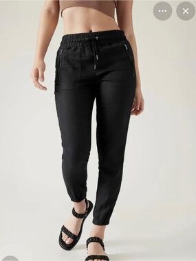 Athleta Cabo Linen Joggers Black 2